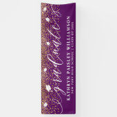 Afstuderen Elegant Script Gold Confetti Afstuderen Spandoek (Verticaal)