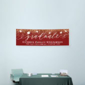 Afstuderen Elegant Script Gold Confetti Afstuderen Spandoek (Beurs)