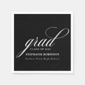 Afstuderen Elegant Script Modern Black Party Servet (Voorkant)
