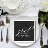 Afstuderen Elegant Script Modern Black Party Servet
