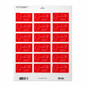 Afstuderen Elegant Script Red Return Adres Etiket (Full Sheet)