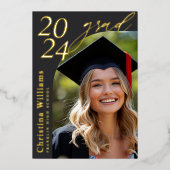 Afstuderen Elegant Senior Photo Afstuderen Folie Uitnodiging (Voorkant)