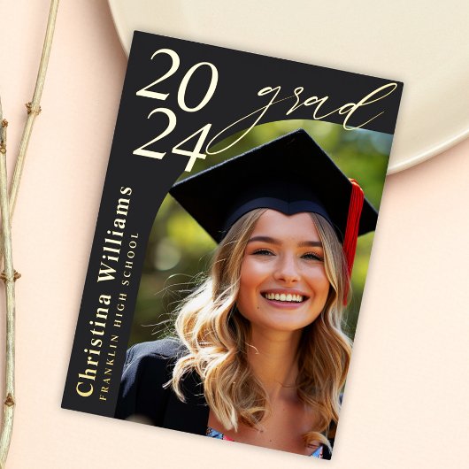 Afstuderen Elegant Senior Photo Afstuderen Folie Uitnodiging