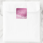 Afstuderen Elegant Sparkling Wave Roze Vierkante Sticker (Tas)