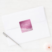 Afstuderen Elegant Sparkling Wave Roze Vierkante Sticker (Envelop)