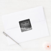 Afstuderen Elegant Sparkling Wave Zwart Vierkante Sticker (Envelop)