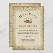 Afstuderen Elegant Tan Ivy Leaves 2023 Afstuderen Aankondiging (Voorkant / Achterkant)