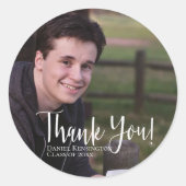 Afstuderen Elegant Typografie Bedankt Ronde Sticker (Voorkant)