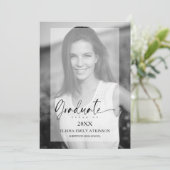 Afstuderen Elegant Vellum Effect Black & White Fot Kaart (Staand voorkant)