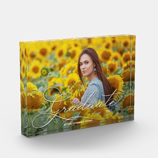 Afstuderen Elegant White Script Fotoblokken (Links)