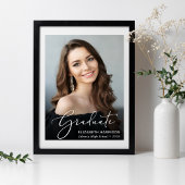 Afstuderen Elegant White Script Photo Overlay Poster