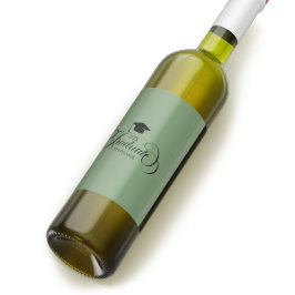 Afstuderen Elegant Zwart Groen Script Typografie Wijn Etiket