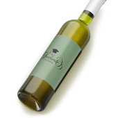 Afstuderen Elegant Zwart Groen Script Typografie Wijn Etiket