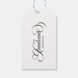 Afstuderen Elegant Zwart Wit Script Typografie Cadeaulabel