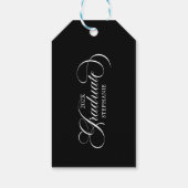 Afstuderen Elegant Zwart Wit Script Typografie Cadeaulabel (Achterkant)