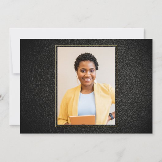 Afstuderen elegant zwarte goudfoto kaart (Achterkant)