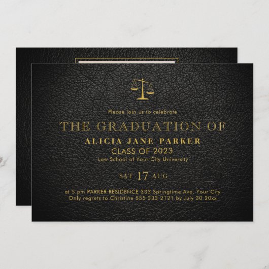 Afstuderen elegant zwarte goudfoto kaart (Voorkant / Achterkant)