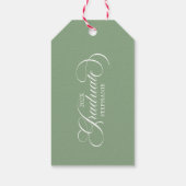 Afstuderen Elegante Groene Witte Script Typografie Cadeaulabel (Achterkant)