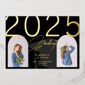 Afstuderen elegante minimalistische aangepast 2 fo folie uitnodiging (Voorkant)