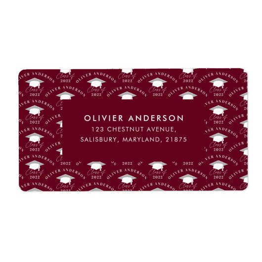Afstuderen elegante moderne burgundy-klasse etiket (Voorkant)
