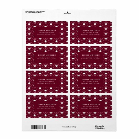 Afstuderen elegante moderne burgundy-klasse etiket (Full Sheet)