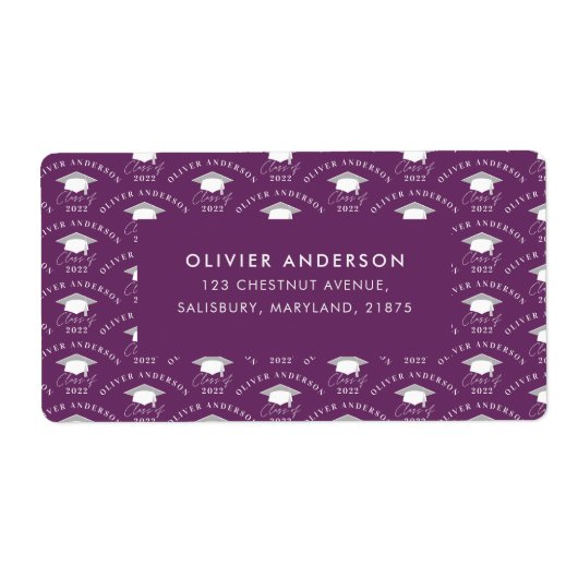 Afstuderen elegante moderne paarse klasse etiket (Voorkant)