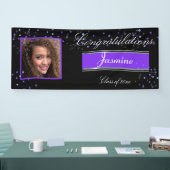 Afstuderen Elegante Paarse Saffieren Congrats Afst Spandoek (Beurs)