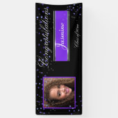 Afstuderen Elegante Paarse Saffieren Congrats Afst Spandoek (Verticaal)