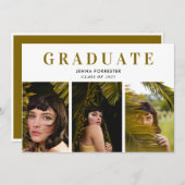 Afstuderen elegante typografie drie foto's kaart (Voorkant / Achterkant)