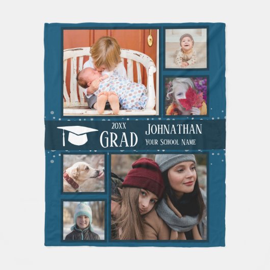 Afstuderen Elk jaar meerdere foto's blauw Fleece Deken (Voorkant)