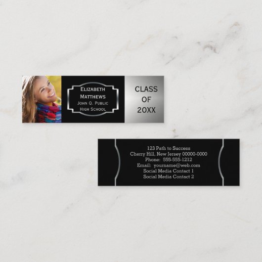 Afstuderen Emblem Class Foto's Intro Card Contactkaartje (Voorkant / Achterkant)