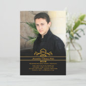 Afstuderen Emblem Fotoaankondiging / Uitnodiging (Staand voorkant)