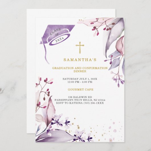 Afstuderen en Bevestigingsdiner Kaart (Voorkant / Achterkant)