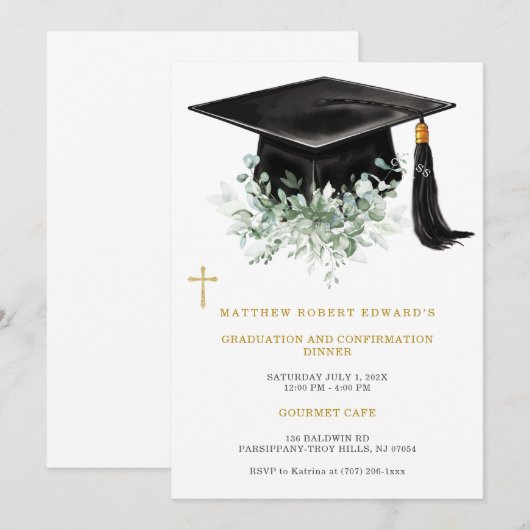 Afstuderen en Bevestigingsdiner Kaart (Voorkant / Achterkant)