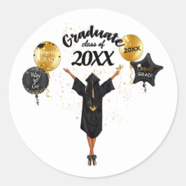 Afstuderen Envelope Seal African Woman Hispanic Ronde Sticker