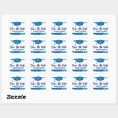 Afstuderen Envelope Seal Modern Blue Waterverf Vierkante Sticker (Vel)