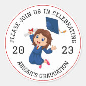 Afstuderen envelopzegel ronde sticker (Voorkant)