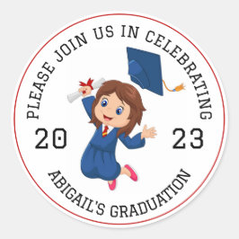 Afstuderen envelopzegel ronde sticker