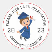 Afstuderen envelopzegel ronde sticker (Voorkant)
