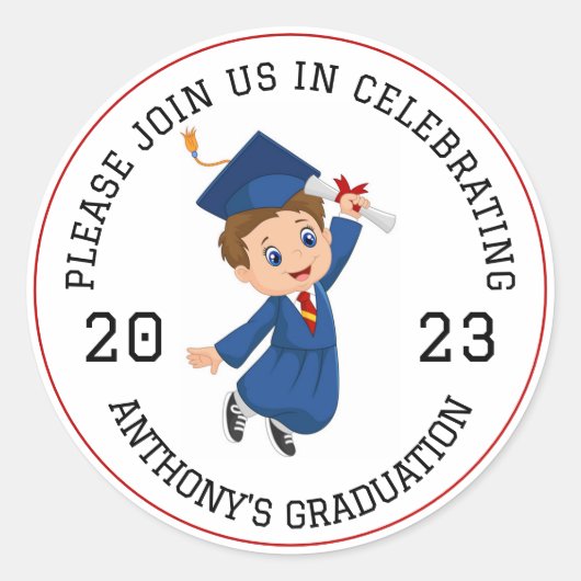 Afstuderen envelopzegel ronde sticker (Voorkant)