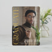 Afstuderen, esthetische foto afstuderen aankondigi folie feestdagenkaart (Staand Voorkant)