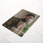 Afstuderen, esthetische foto afstuderen aankondigi folie feestdagenkaart (Gedraaid)