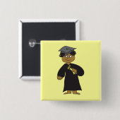 Afstuderen etnische man vierkante button 5,1 cm (Voorkant /achterkant)