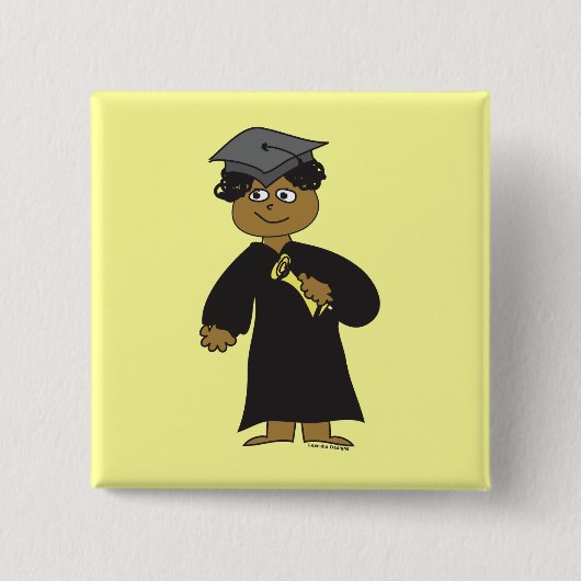 Afstuderen etnische man vierkante button 5,1 cm (Voorkant)