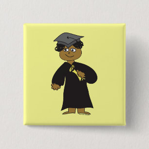 Afstuderen etnische man vierkante button 5,1 cm