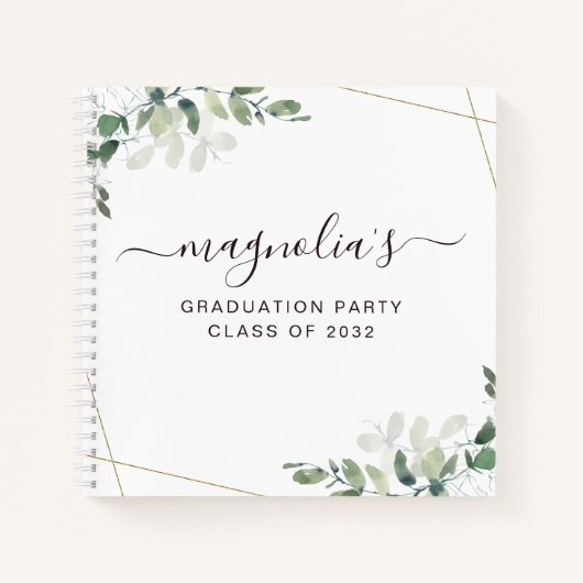 Afstuderen Eucalyptus Gold Foil Budget Guest Book Notitieboek (Voorkant)