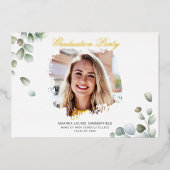 Afstuderen Eucalyptus Greenery Succulent Afstudeer Folie Uitnodiging (Voorkant)