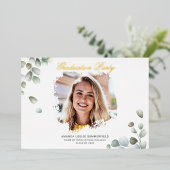 Afstuderen Eucalyptus Greenery Succulent Afstudeer Folie Uitnodiging (Staand Voorkant)