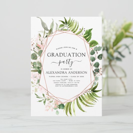 afstuderen Eucalyptus Greenery Uitnodiging (Staand voorkant)