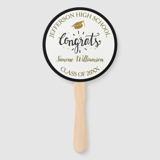 Afstuderen Fan Chic Gold aangepaste Afstuderen fot Handwaaier (Voorkant)